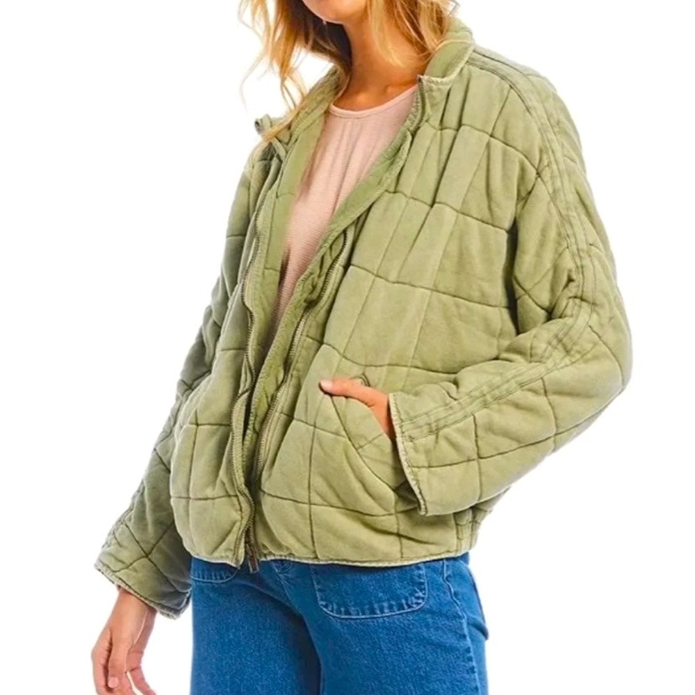 Free people dolman quilted jacket green
